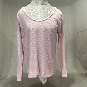 LOFT Pink Long Sleeve Blouse with Textured Design